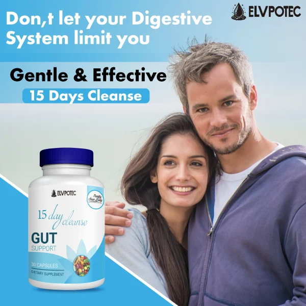 ELVPOTEC 30 Days Natural Colon Cleanse & Body Detox Capsules – Supports Gut Health, Digestion & Metabolism -60 Vegan Capsules - Image 6